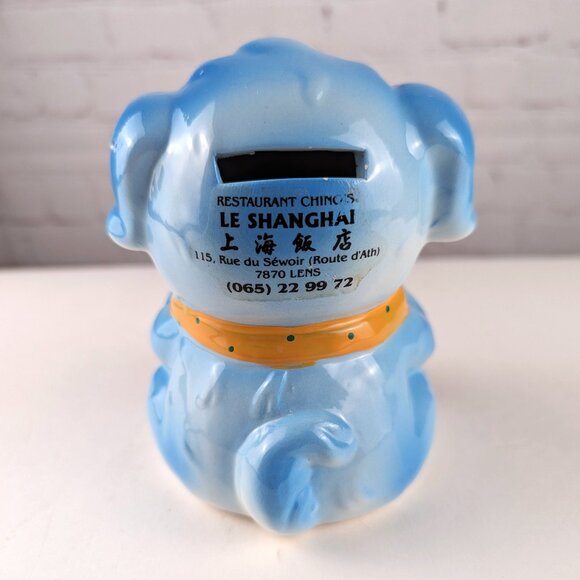Blue/White Ceramic Dog Chinese Piggy Bank - Picture 5 of 9